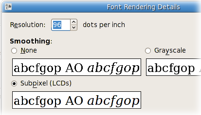 GNOME font properties